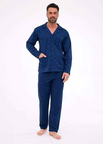 114/79 Pijamale bărbați Cornette | Fermoar, 100% bumbac, guler și buzunare