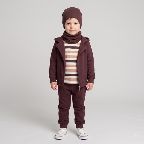 227276 Nicol BENEK Bluza băieți cu glugă, maro închis, cu fermoar