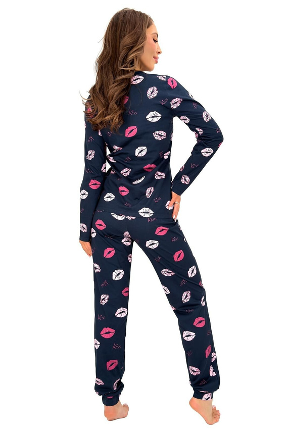 Donna Kiss Long pijama damă bleumarin 100% bumbac pantaloni lungi