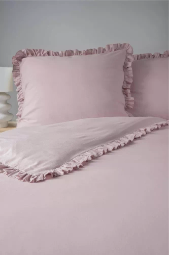 Pure 23 Lenjerie de pat din bumbac monocolor Detexpol roz