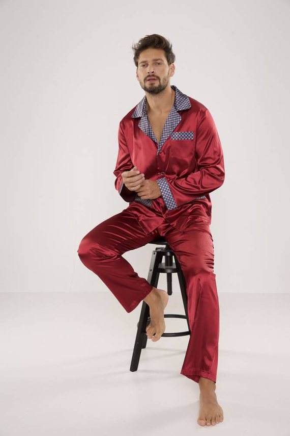 939 Pijama bărbătească Satin Maroon