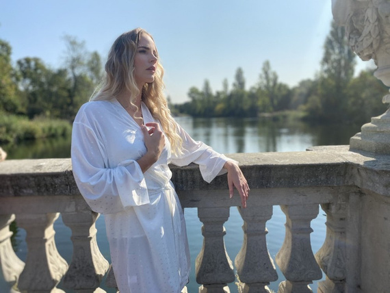 411 Jeanne Rochie de toaletă scurtă Forex pentru femei - ecru