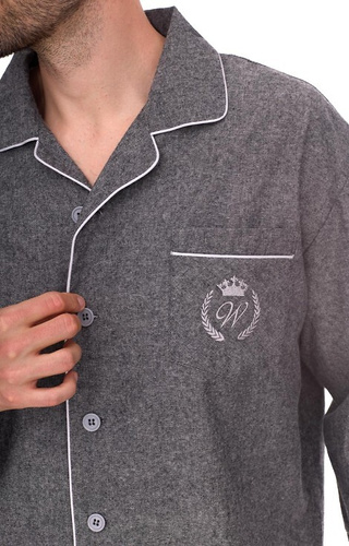 2533 Pijamale bărbătești Zeus L&L – bumbac, melanj, cu guler și nasturi