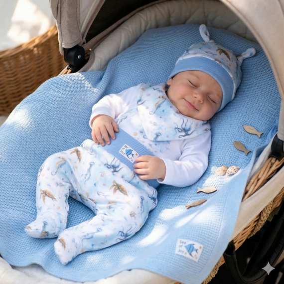 Set bebeluși SEA OF JOY NINI bumbac organic OEKO-TEX moale sigur piele