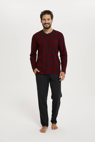 Elijah Pijama și pantaloni cu mânecă lungă pentru bărbați Italian Fashion - print/negru