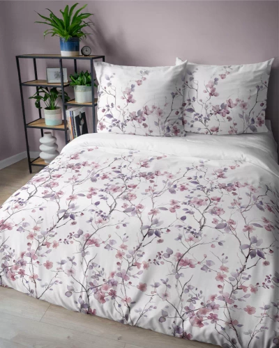 5490 B Detexpol Satin Stories lenjerie de pat satin alb | 100% bumbac, țesătură din satin, fermoar, ambalaj cadou