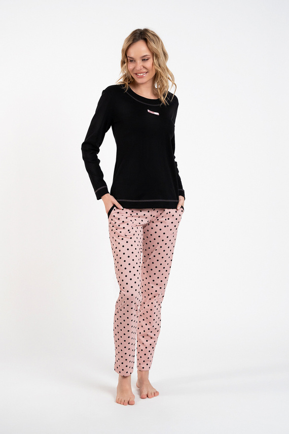 Bonilla Pijama pentru femei cu mânecă lungă, pantaloni lungi Italian Fashion negru/print