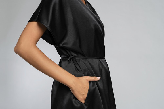 Touch Halat de baie cu mânecă scurtă Italian Fashion - negru