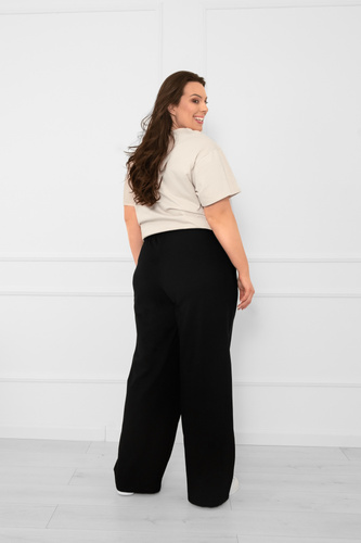Pantaloni lungi pentru femei Caro negru - pantaloni eleganți, stilați, într-o culoare la modă
