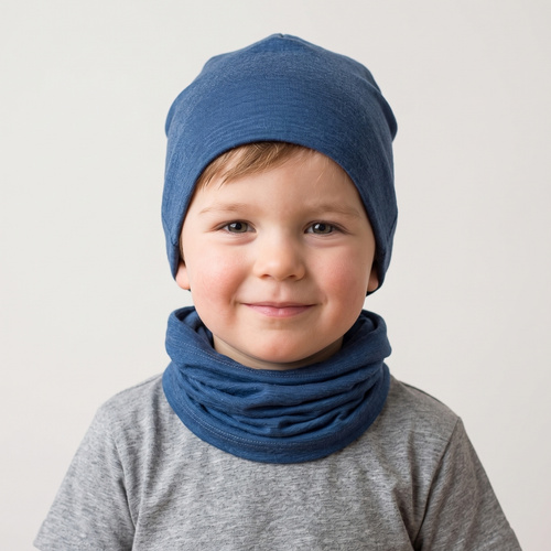 229135 Nicol Fular pentru copii 100% Merino, culoare albastru marin