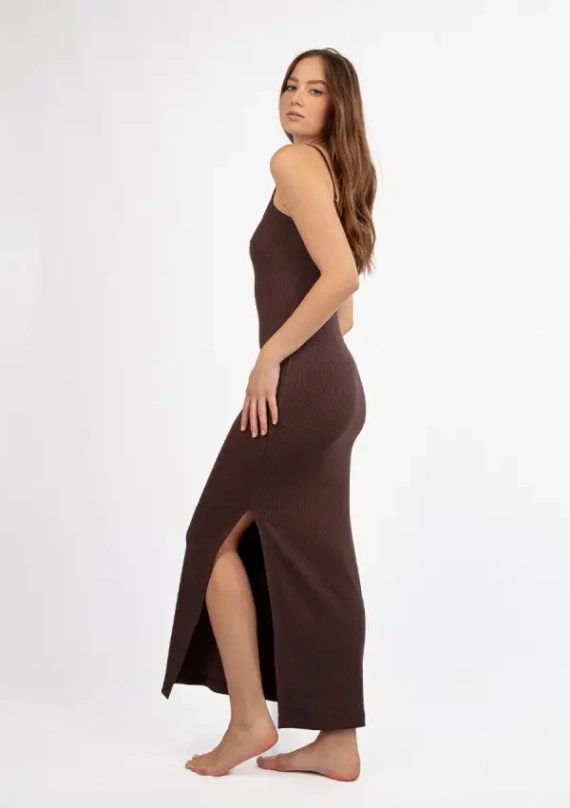 DK-K-P7 Rochie din bumbac DKaren - ciocolata