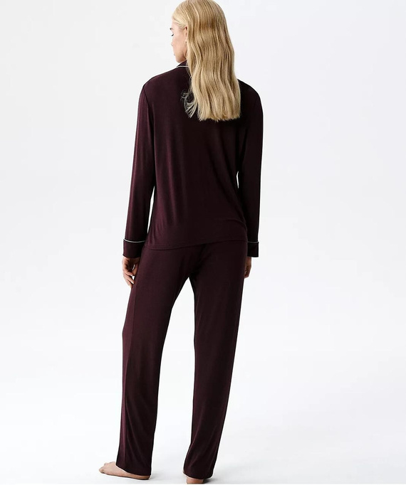 Pijama damă Atlantic NLP-495 din modal cu guler și pantaloni lungi