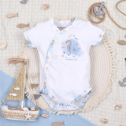 ABN-5444 Body cu mânecă scurtă Nini Sea Of Joy – bumbac organic, pentru bebeluși