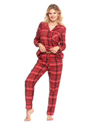 Pijamale pentru femei Moraj PDD6600-002 - flanel cu model în carouri, închise cu nasturi