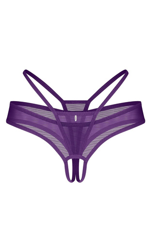 Tanga Vibres Crotchless Obsessive violet – cu deschidere între picioare, plasă delicată