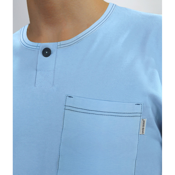 2629/13 Pijamale bărbați, mâneci scurte, pantaloni scurți Sesto Senso albastru
