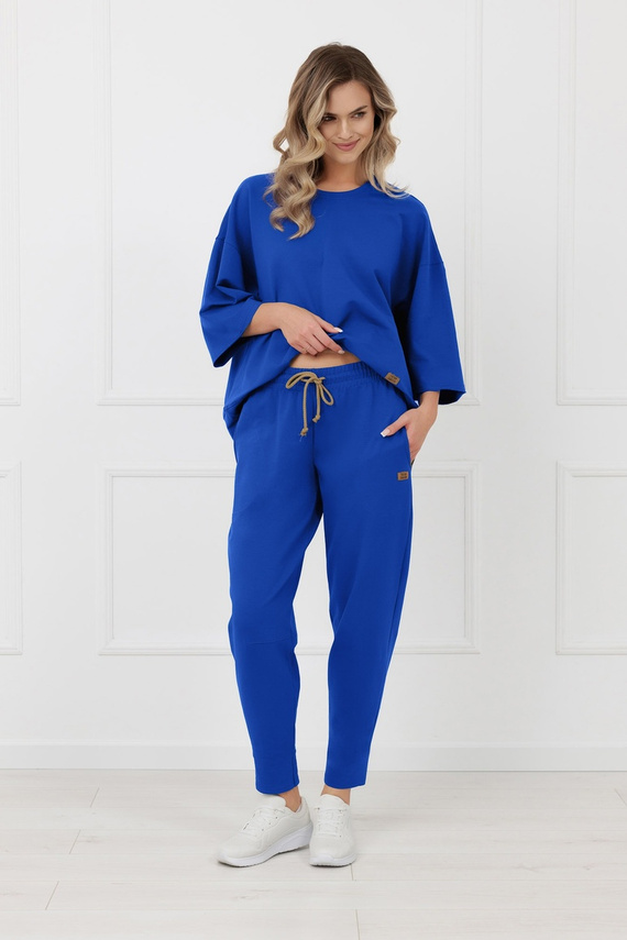 Pantaloni de trening Kaori Italian Fashion bumbac-kobalt