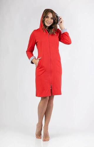 158 Halat de baie damă cu glugă Regina - roșu