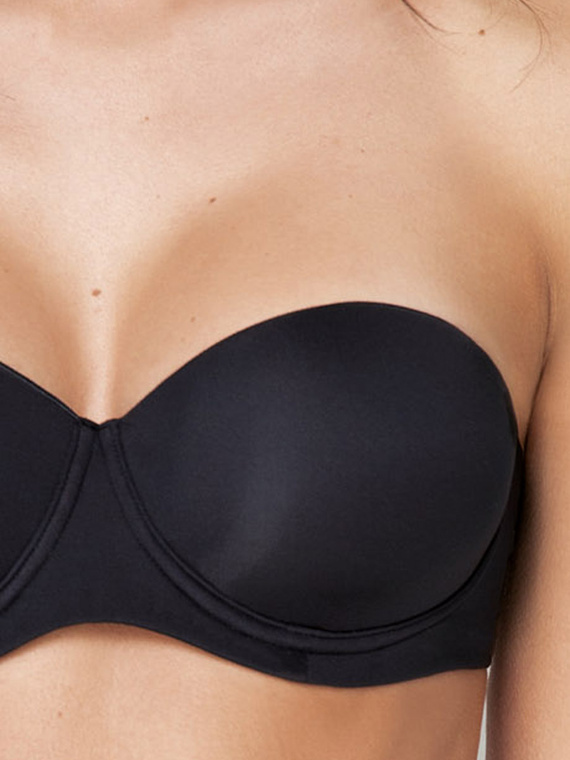 2550 Sutien Bandeau - rigidizat, neted, cu bretele detasabile Sielei negru