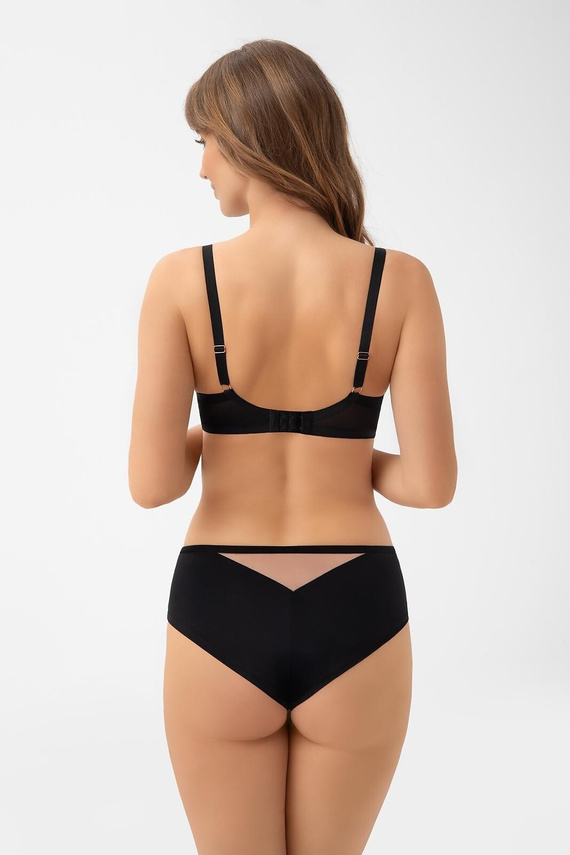 Chiloți brazilieni B 001 Lexi Gorsenia – chiloti eleganți cu talie înaltă, dantelă, microfibră și detalii aurii