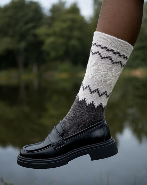 Șosete de damă Gabriella SW/070 cacao-latte - iarnă, din lână și acril, călduroase cu model