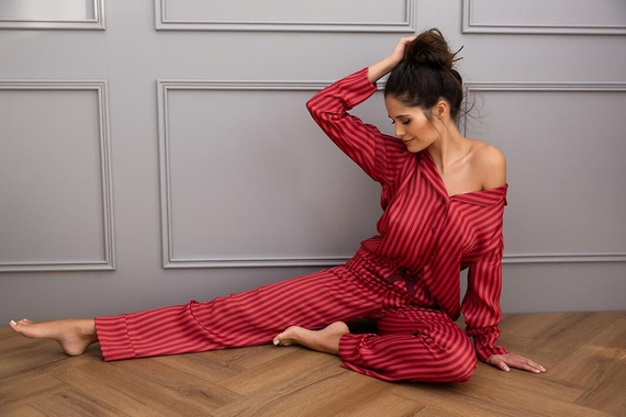 Pijamale Rosemary Sensis pentru femei - Vâscoză, cu fermoar, cu dungi