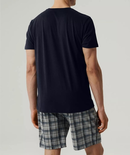 NMP-380 Pijamale bărbați cu mâneci scurte, Atlantic - bleumarin și gri