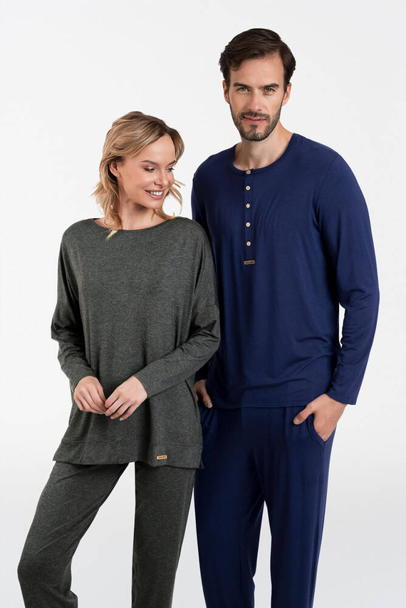 Akord Ladies' set cu mânecă lungă, pantaloni lungi Italian Fashion - dark melange