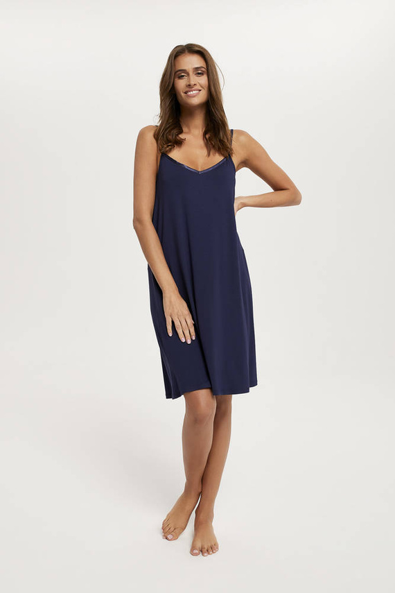 Song Cămașă de noapte pentru femei, cu curea îngustă Italian Fashion - albastru marin