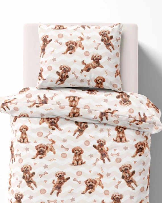 5451 A Rudy Piesek Lenjerie de pat bumbac copii Detexpol bej