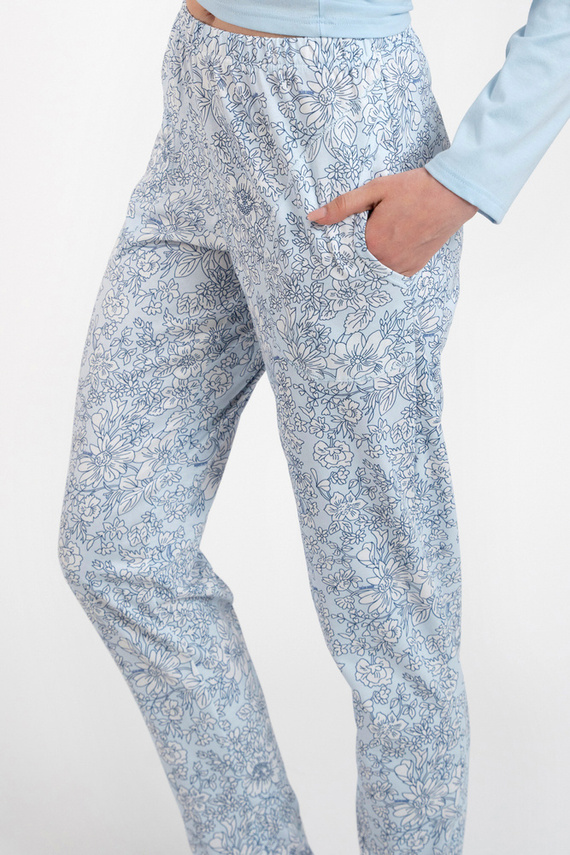 Salli Pijama de damă cu mânecă lungă și pantaloni lungi Italian Fashion - albastru/print 