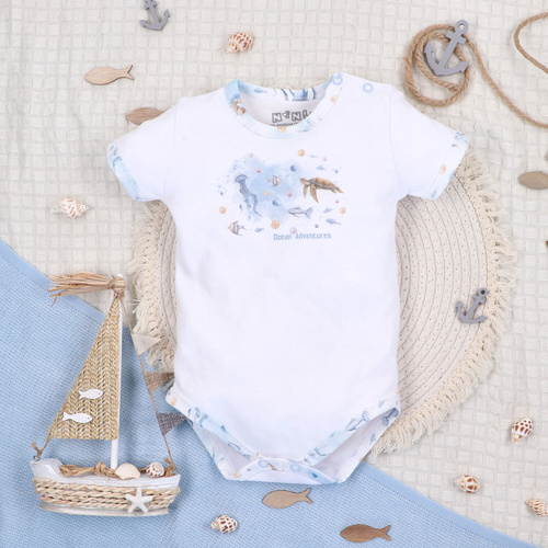 ABN-5448 Body Nini din bumbac organic Sea Of Joy – bumbac organic, mâneci scurte