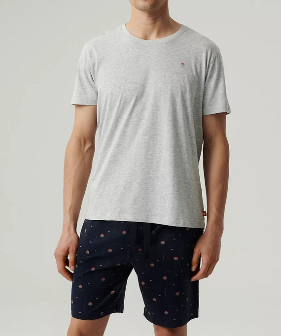 NMP-384 Pijamale pentru bărbați cu mâneci scurte, albastru bleumarin, gri Atlantic