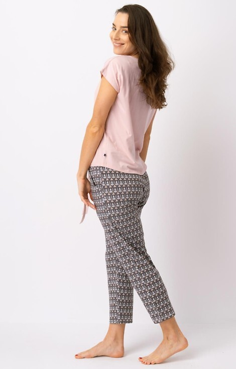 LNS 722 Key bumbac pijamale dama - pudra-mocca