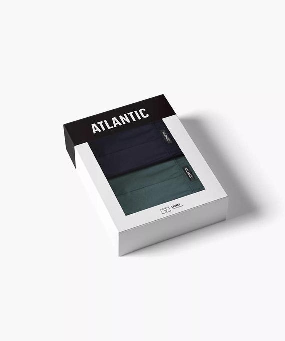 Boxer Atlantic pentru bărbați 2MH-173 Verde/Bleumarin - Croială slim, Bumbac, Set de 2