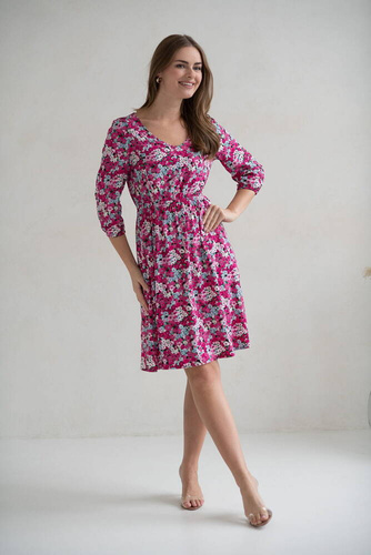 Lovely Dress Rochie midi de maternitate si alaptare cu maneci 3/4 de la Milk&Love cu flori