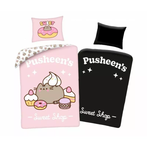 Lenjerie de pat Pusheen roz care strălucește în întuneric + față de pernă H1 Halantex