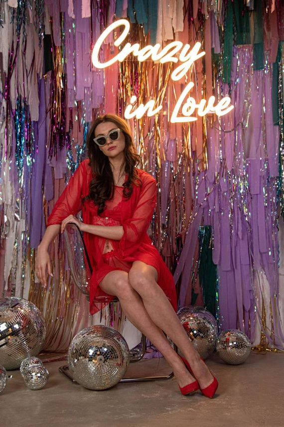 634 Florence cămașă de noapte fără bretele + tanga Forex - roșu