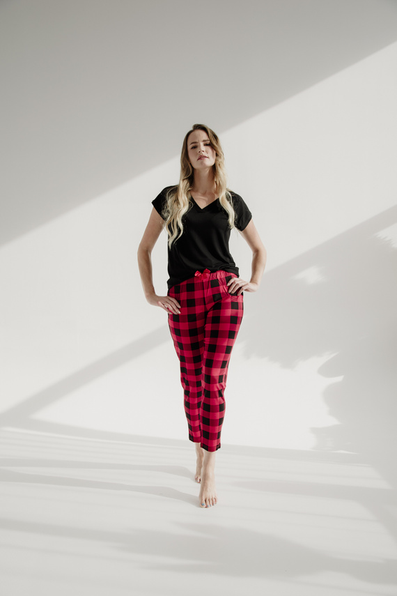 pantaloni de pijama 360 Checkered Forex - roșu