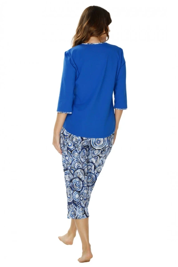 86670 Pijamale dama Irene Pescăruș, imprimeu albastru