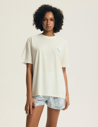 Pijama 44485 Estes Henderson – 100% bumbac, broderie florală, mâneci scurte