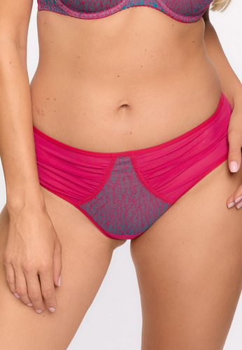 GFB 1295 Ariel Chiloți brazilieni Gaia – fuchsia-turcoaz, tul, broderie, clin din bumbac