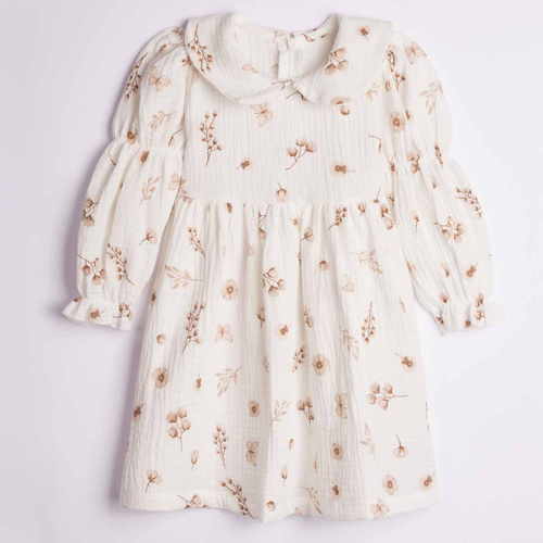 Rochie fete Nicol 224280 mușlin 100% bumbac mânecă lungă
