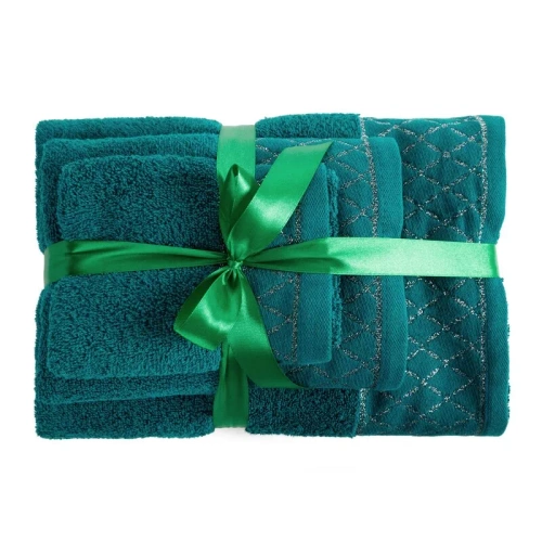 Set prosoape Eurofirany 3 piese moi absorbante elegante premium Layla dark turquoise