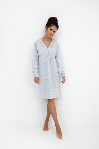Cămașă de noapte Lucille Sensis pentru femei cu imprimeu porumbel - Cămașă de noapte din bumbac cu volane