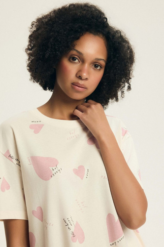 Pijama damă Elain 44498 Henderson – 100% bumbac, șorturi, inimioare