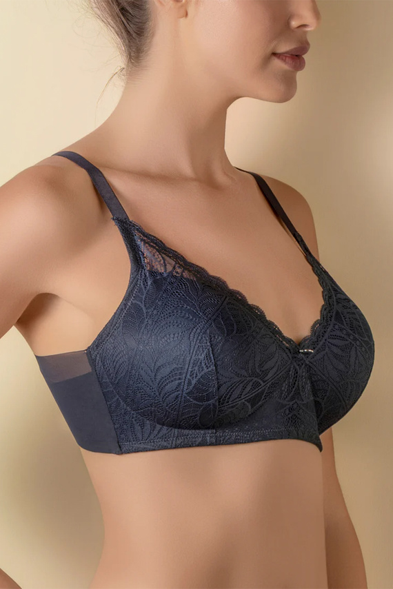 Selene Mireia sutien push-up fără armătură confortabil cu dantelă albastru marin-inchis