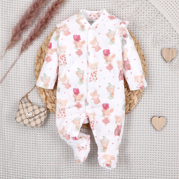 Salopetă Nini 100%  Little Mouse bumbac organic pentru nou-născut