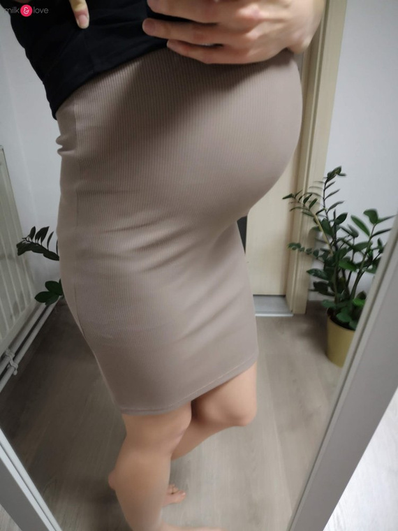Spódnica ciążowa Tummy z dzianiny w prążki Milk&Love cappuccino