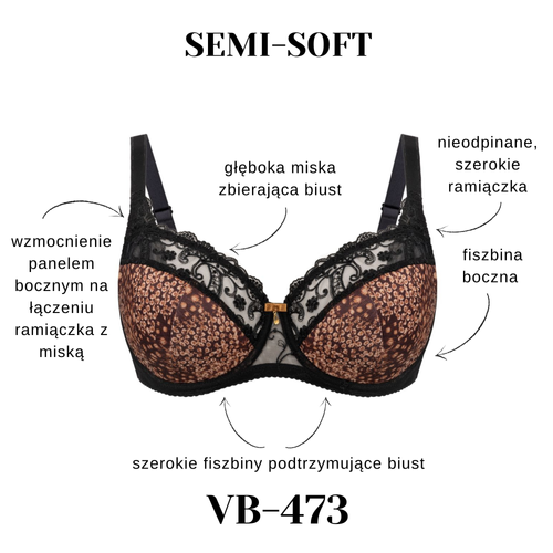 Vena VB-473 negru-scorțișoară – sutien stabil K15 pentru bust mediu și mare
